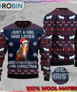 Just A Girl Who Loves Horse Ugly Christmas Sweater