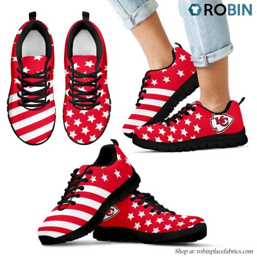 Kansas City Chiefs America Flag Full Stars Stripes Pattern Sneaker