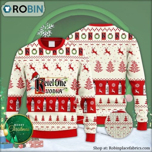 Ketel One Vodka Reindeer Snowy Night Ugly Christmas Sweater
