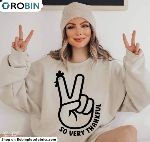 Limited Peace Sign Turkey Shirt, So Very Thankful Long Sleeve Unisex Hoodie