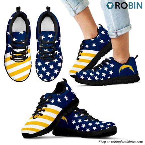 Los Angeles Chargers America Flag Full Stars Stripes Pattern Sneaker