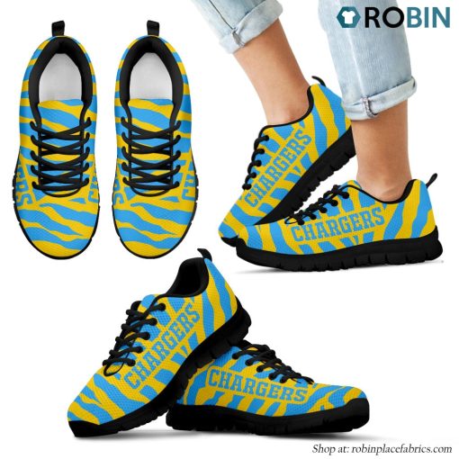 Los Angeles Chargers Tiger Skin Stripes Pattern Printed Breathable Running Shoes