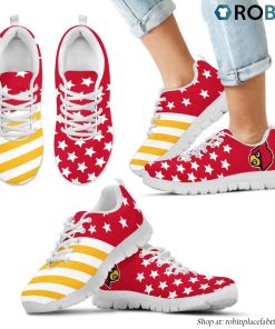 Louisville Cardinals America Flag Pattern Casual Breathable Running Shoes