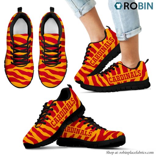 Louisville Cardinals Tiger Skin Stripes Pattern Printed Breathable Running Shoes
