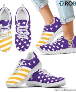 LSU Tigers America Flag Pattern Casual Breathable Running Shoes