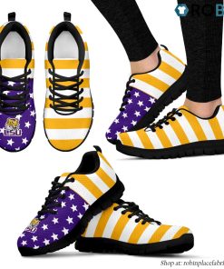 LSU Tigers America Flag Stripes Pattern Breathable Running Shoes