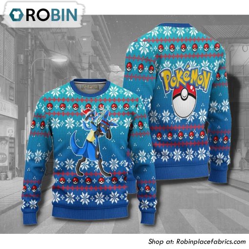 Lucario Pokemon Anime Christmas Ugly Sweater