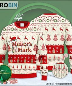 Maker’s Mark Whiskey Reindeer Snowy Night Ugly Christmas Sweater