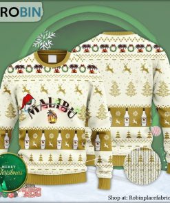 Malibu Rum Reindeer Snowy Night Ugly Christmas Sweater