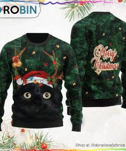 Merry Christmas Black Cat Ugly Christmas Sweater