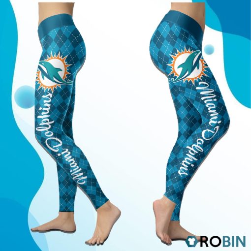 Miami Dolphins Caro Seamless Pattern Womens Sports, Running Leggings