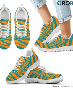 Miami Dolphins Tiger Skin Stripes Pattern Printed Breathable Running Shoes