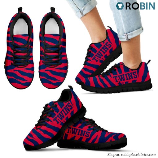 Minnesota Twins Tiger Skin Stripes Pattern Printed Breathable Running Shoes