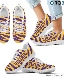 Minnesota Vikings Tiger Skin Stripes Pattern Printed Breathable Running Shoes