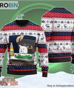 Modelo Beer Cat Meme Ugly Christmas Sweater
