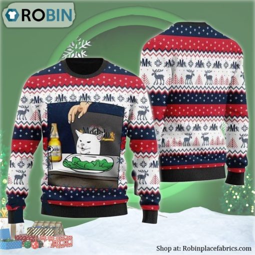Modelo Beer Cat Meme Ugly Christmas Sweater