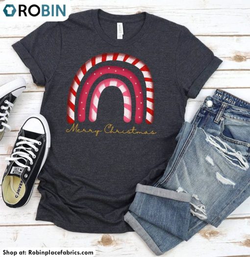 Modern Candy Cane Christmas Shirt, Candy Cane Inspired Long Sleeve Short Sleeve