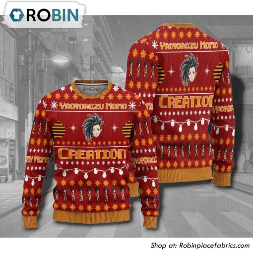 Momo My Hero Academia Anime 3D Printed Ugly Christmas Sweater