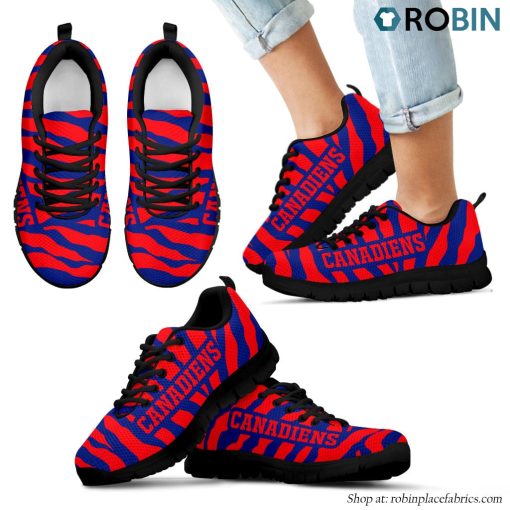 Montreal Canadiens Tiger Skin Stripes Pattern Printed Breathable Running Shoes