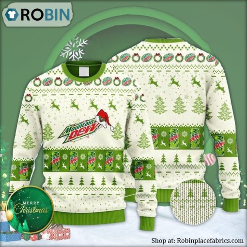 Mountain Dew Reindeer Snowy Night Ugly Christmas Sweater