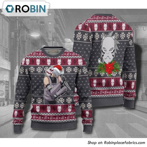 Naruto Kakashi Anbu Anime 3D Printed Ugly Christmas Sweater