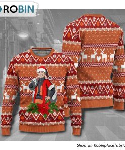 Naruto Uzumaki Knitted Orange X Red Anime Christmas Ugly Sweater