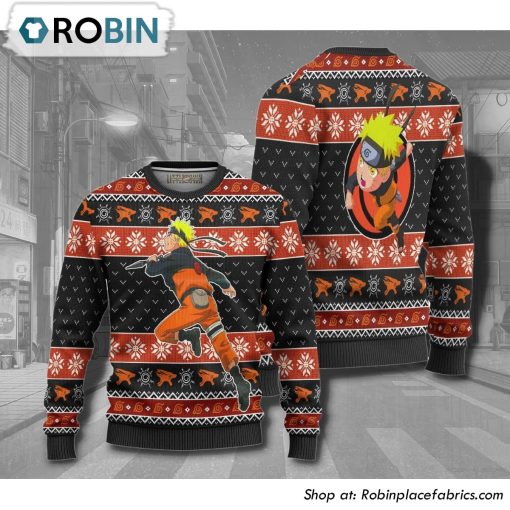 Naruto Uzumaki Running Knitted Anime Christmas Ugly Sweater
