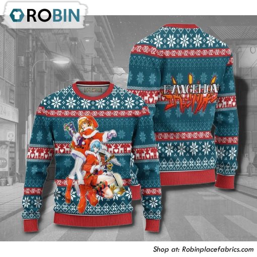 Neon Genesis Evangelion Knitted Anime 3D Printed Ugly Christmas Sweater