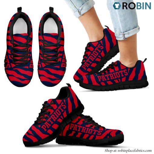 New England Patriots Tiger Skin Stripes Pattern Printed Breathable Running Shoes