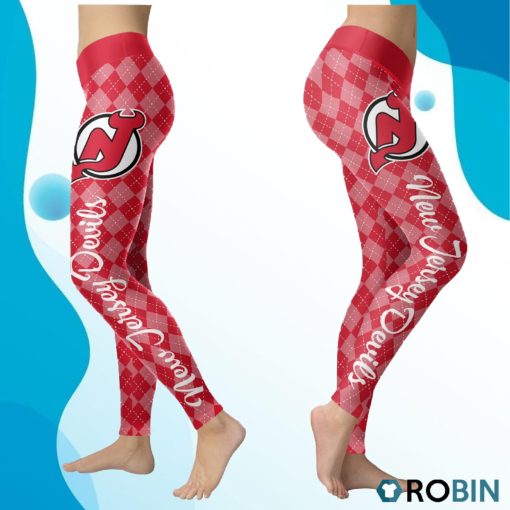 New Jersey Devils Caro Seamless Pattern Womens Sports, Running Leggings