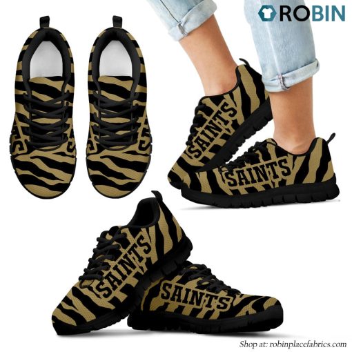 New Orleans Saints Tiger Skin Stripes Pattern Printed Breathable Running Shoes