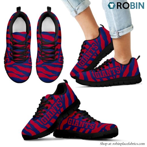 New York Giants Tiger Skin Stripes Pattern Printed Breathable Running Shoes
