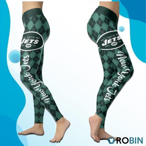 New York Jets Caro Seamless Pattern Womens Sports, Running Leggings
