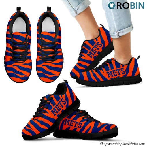 New York Mets Tiger Skin Stripes Pattern Printed Breathable Running Shoes