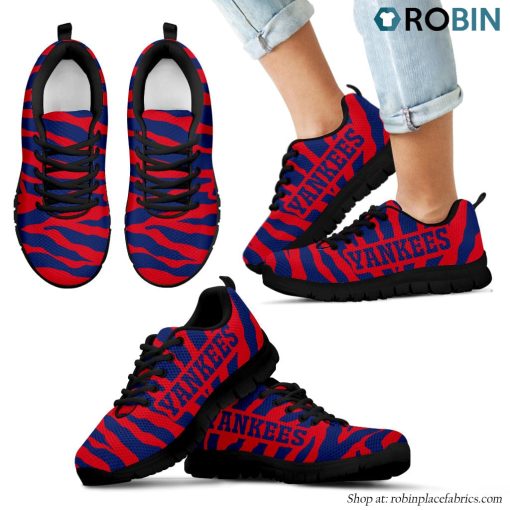 New York Yankees Tiger Skin Stripes Pattern Printed Breathable Running Shoes