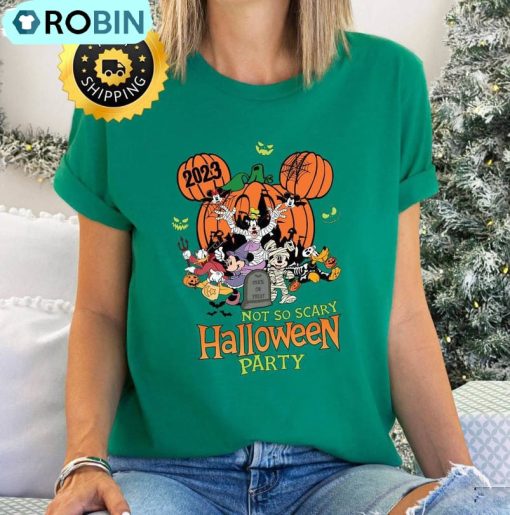 Not So Scary Halloween Party Mickey Shirt , Disney Halloween Hoodie Long Sleeve