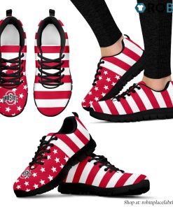 Ohio State Buckeyes America Flag Stripes Pattern Breathable Running Shoes