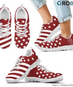 Oklahoma Sooners America Flag Pattern Casual Breathable Running Shoes