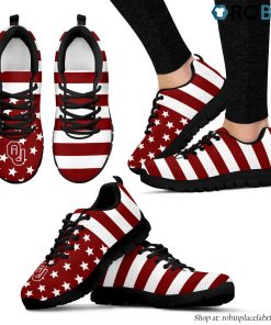 Oklahoma Sooners America Flag Stripes Pattern Breathable Running Shoes