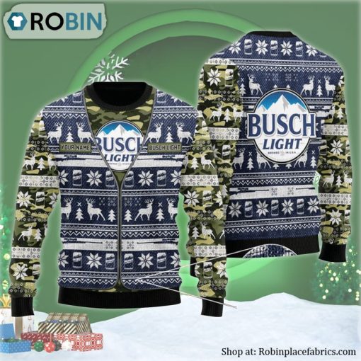 Personalized Busch Latte Camo Xmas Ugly Christmas Sweater