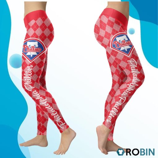 Philadelphia Phillies Caro Seamless Pattern Womens Sports, Running Leggings
