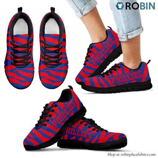 Philadelphia Phillies Tiger Skin Stripes Pattern Printed Breathable Running Shoes