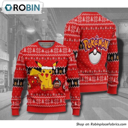 Pikachu Pokemon Knitted Anime Christmas Ugly Sweater