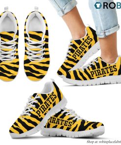 Pittsburgh Pirates Tiger Skin Stripes Pattern Printed Breathable Running Shoes Pittsburgh Pirates Tiger Skin Stripes Pattern Printed Breathable Running Shoes