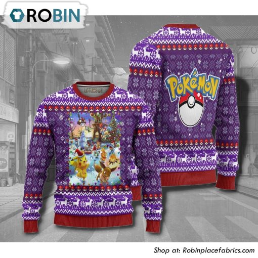 Pokemon Characters Knitted Anime Christmas Ugly Sweater