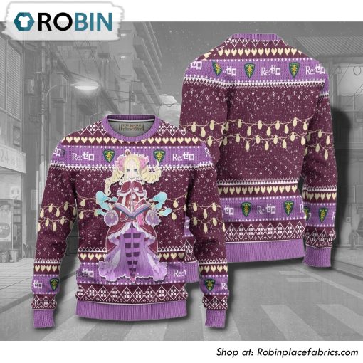 Re Zero Beatrice Anime Christmas Ugly Sweater