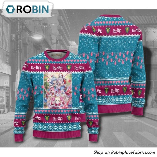 Re Zero Characters Anime Christmas Ugly Sweater