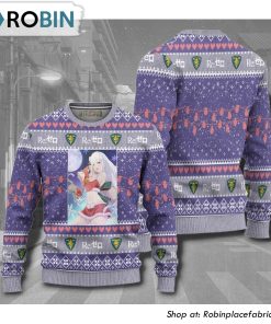 Re Zero Emilia X Puck Anime Christmas Ugly Sweater