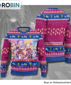 Re Zero Members Anime Christmas Ugly Sweater