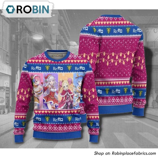 Re Zero Members Anime Christmas Ugly Sweater